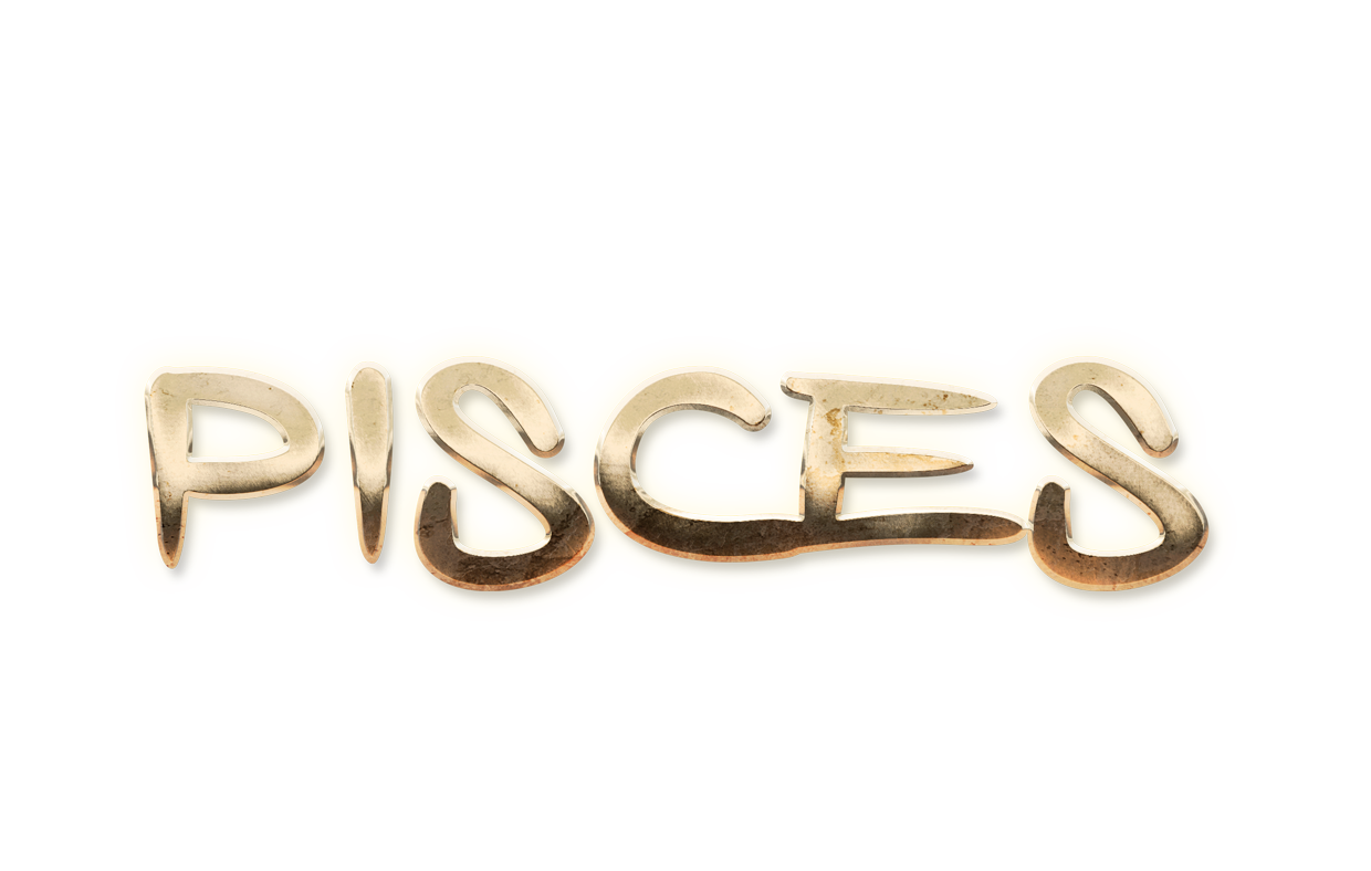 zodiac sign word PISCES golden text typography PNG images free